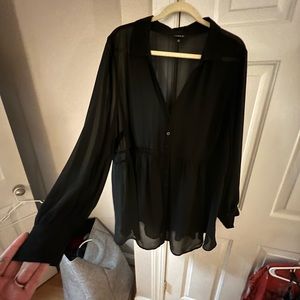 Torrid Size 3 Black Chiffon Long Sleeve Blouse